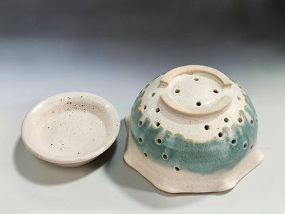 Handmade pottery berry bowl for rinsing and serving fruit