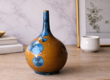 Blue on Amber small decorative crystal vase, made in Melbourne Australia.