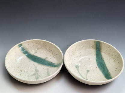Australian handmade stoneware pasta bowl with shallow wide shape and food-safe glaze