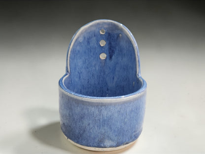 Artisan pottery herb stripper in blue glaze for kitchen use