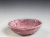 Handmade pottery ring dish in soft pink glaze