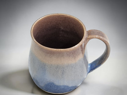 Handmade pottery mug with oatmeal and blue mottled glaze 300ml Melbourne Australia
