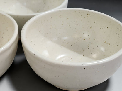 Handmade pottery dessert bowl with minimalist speckled stoneware glaze