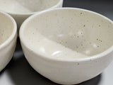 Handmade pottery dessert bowl with minimalist speckled stoneware glaze