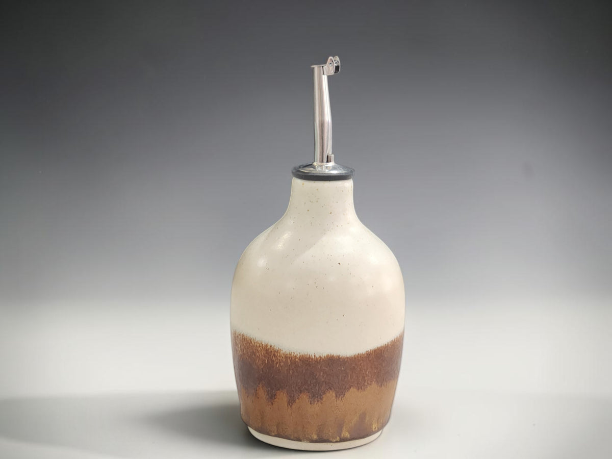 Buxton Pottery handmade olive oil bottle with stainless steel pourer