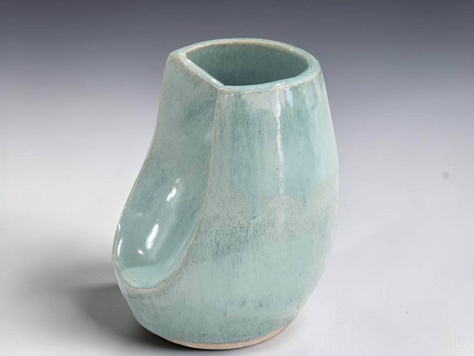 Gloss seafoam handmade pottery vase for fresh or dried flowers.