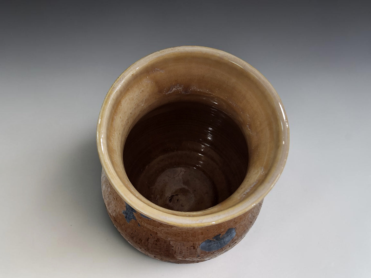 Internal view of a Blue on Amber vase