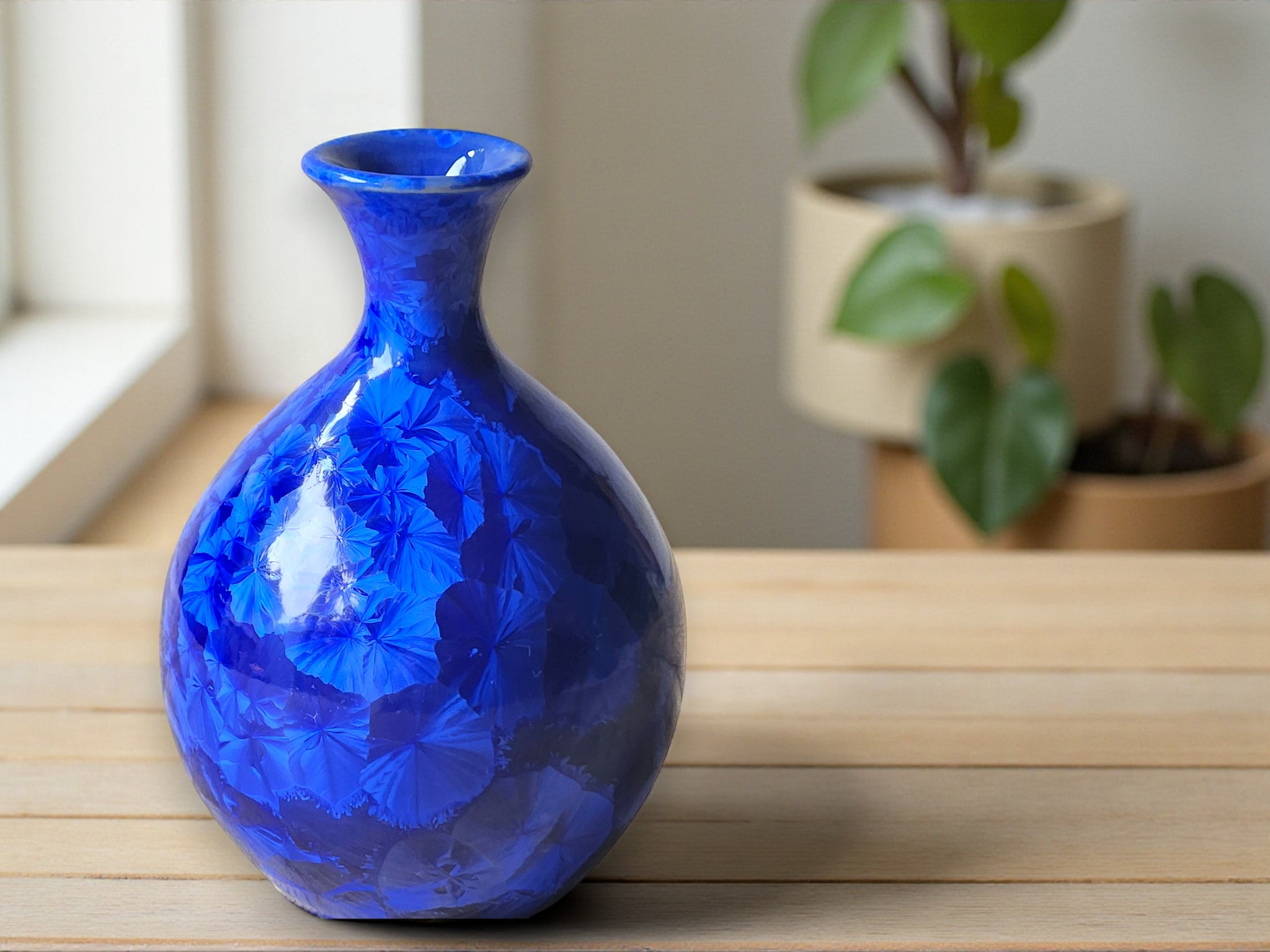 Handmade cobalt blue ceramic bud vase