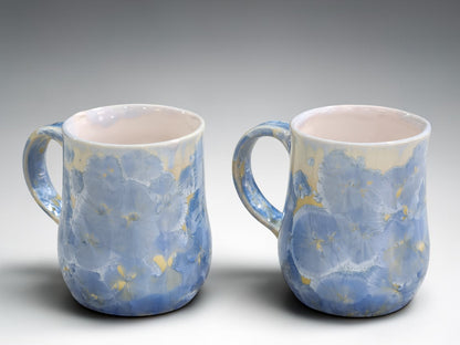 Handmade Crystalline Glaze Mug – Soft Blue & Cream – 325ml