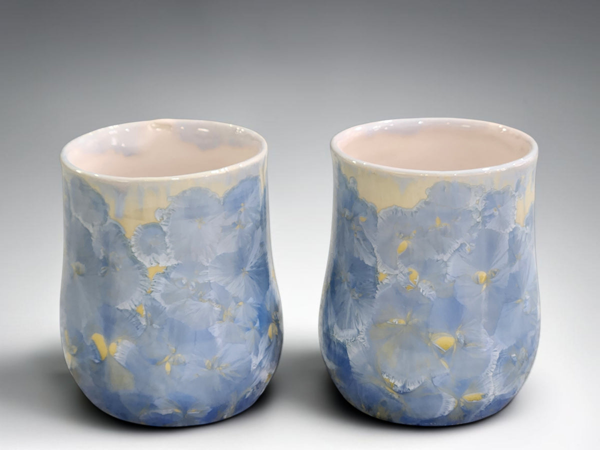 Handmade Crystalline Glaze Mug – Soft Blue & Cream – 325ml
