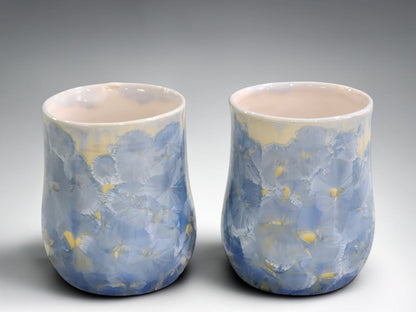 Handmade Crystalline Glaze Mug – Soft Blue & Cream – 325ml