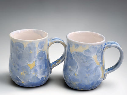Handmade Crystalline Glaze Mug – Soft Blue & Cream – 325ml