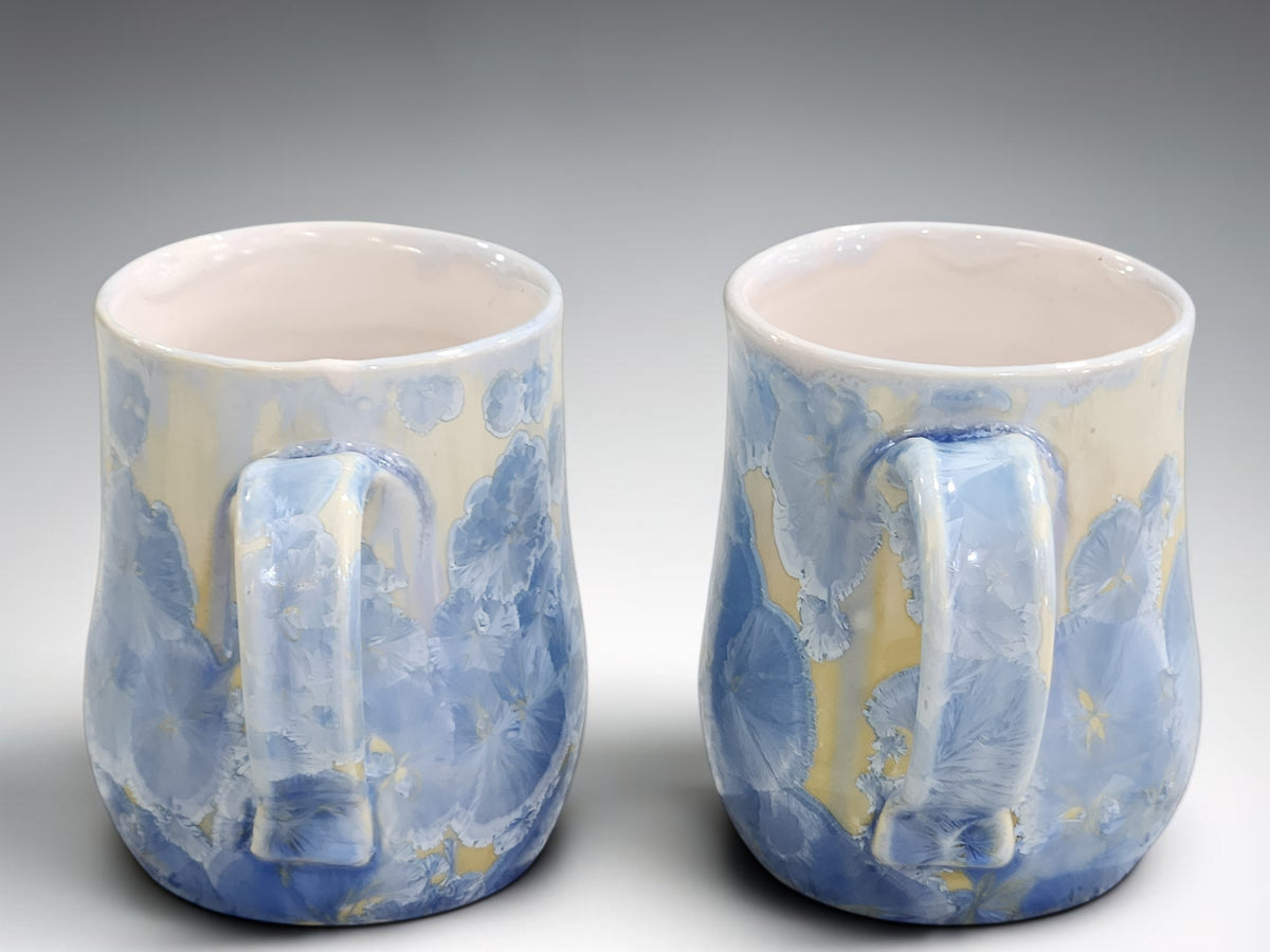 Handmade Crystalline Glaze Mug – Soft Blue & Cream – 325ml