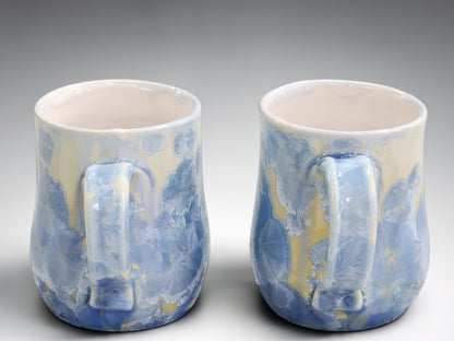 Handmade Crystalline Glaze Mug – Soft Blue & Cream – 325ml