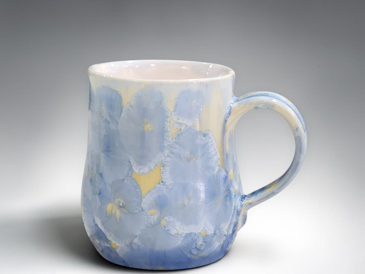 Handmade Crystalline Glaze Mug – Soft Blue & Cream – 325ml