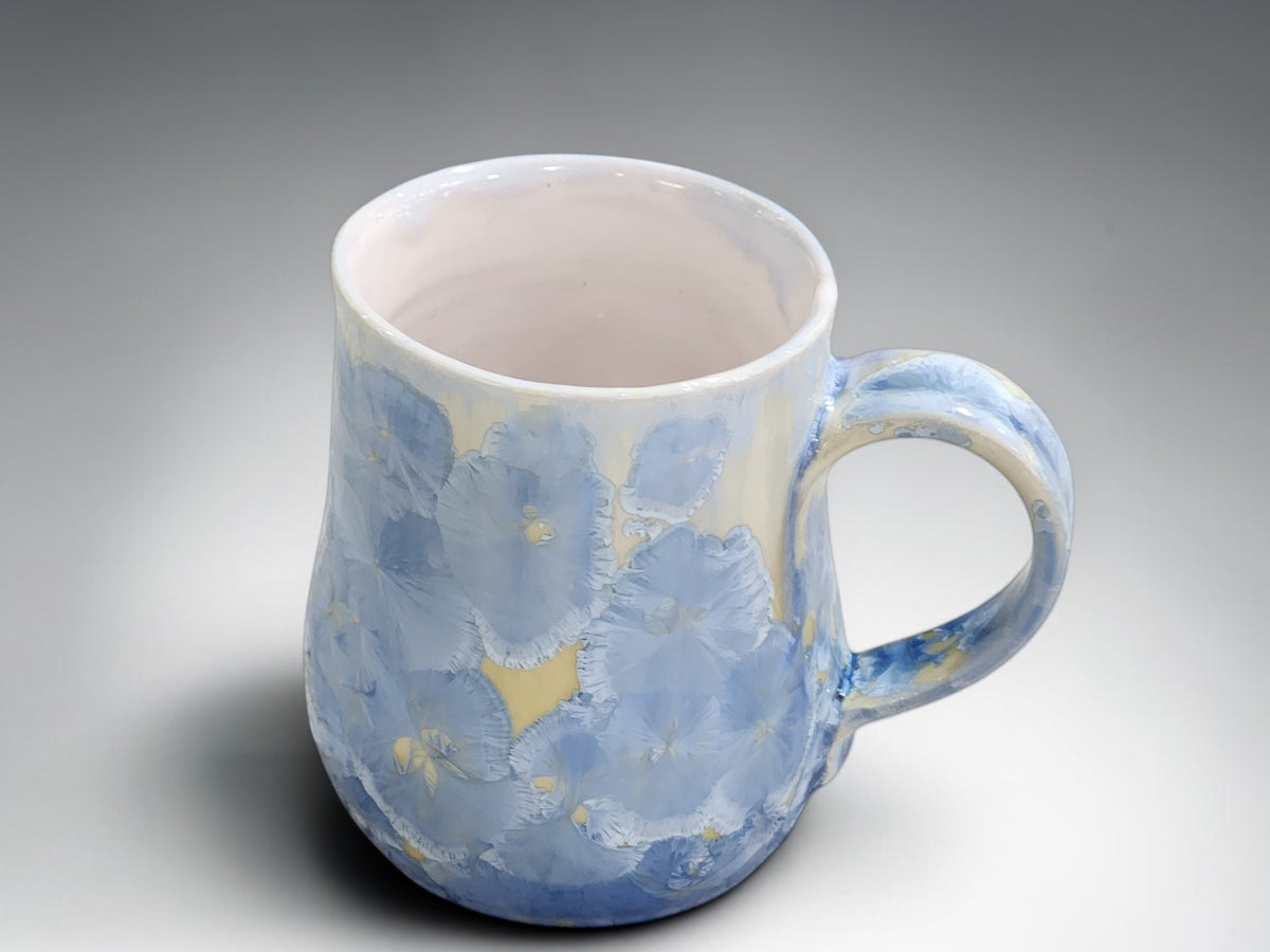 Handmade Crystalline Glaze Mug – Soft Blue & Cream – 325ml