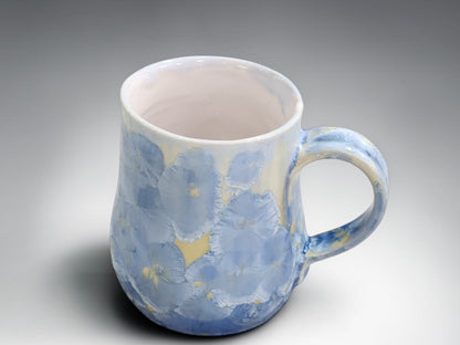 Handmade Crystalline Glaze Mug – Soft Blue & Cream – 325ml