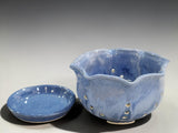 ceramic berry bowl and saucer set blue glaze handmade Australia