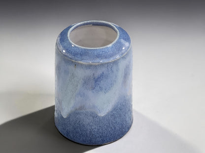 Handmade pottery blue bud vase with mottled glaze