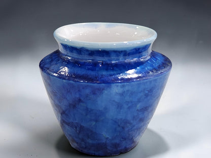 Handmade blue crystalline pottery vase made in Melbourne Australia