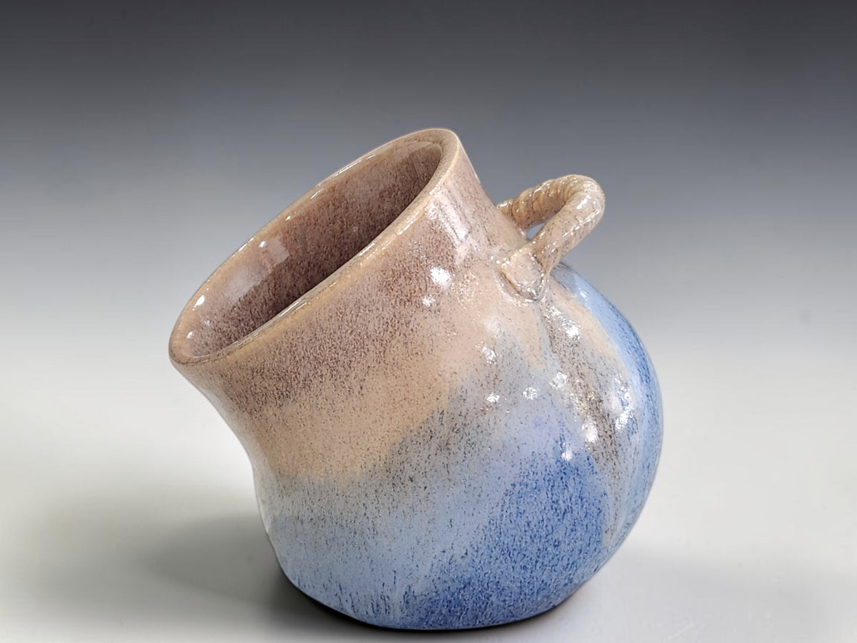 Handmade kitchen salt cellar with angled opening and rear loop grip