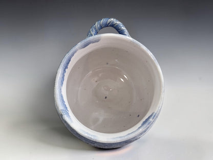 Handmade ceramic salt keeper measuring 9 cm tall and 8 cm wide