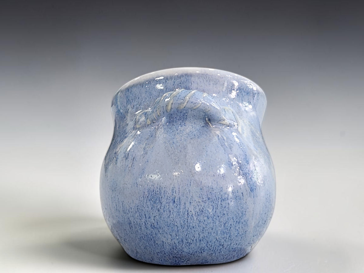Rear view showing the rope-textured grip on the blue salt pig