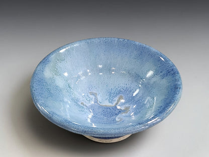 artisan ceramic bowl blue and mottled white glaze ring dish