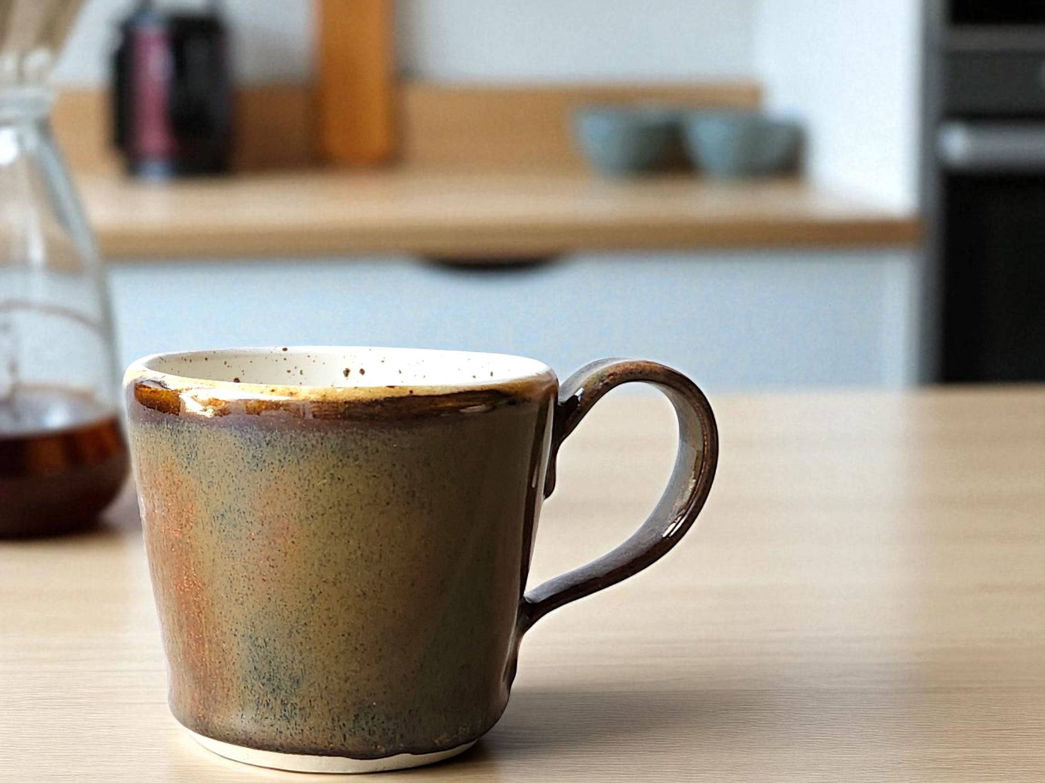 Handmade ceramic espresso cup bronze glaze