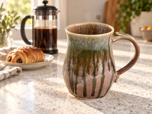 500ml  Brown and drippy glazed Coffee Mug, Handmade Melbourne Gift