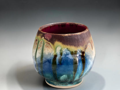 Handmade ceramic whisky sipper in Bush Creek blue, green and brown glaze