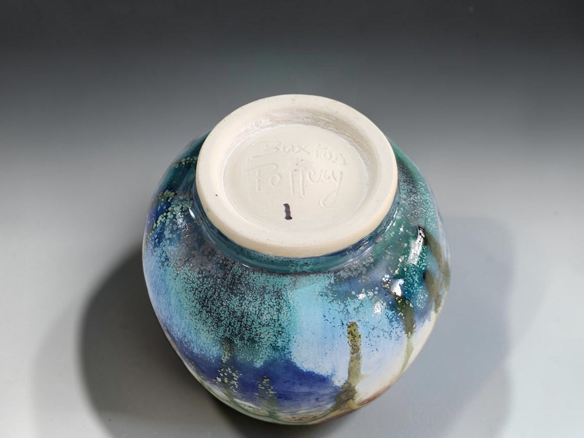 Buxton Pottery Bush Creek tea cup with unglazed clay foot