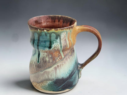 Bush Creek ceramic coffee mug 400ml handmade pottery mug with earthy ash glaze finish