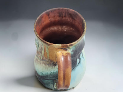 Artisan pottery mug with ash glaze finish and glossy interior handmade in Melbourne