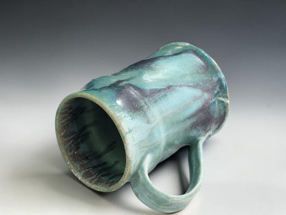 Buxton Pottery handmade mug with layered green glaze, one-of-a-kind ceramic drinkware from Melbourne