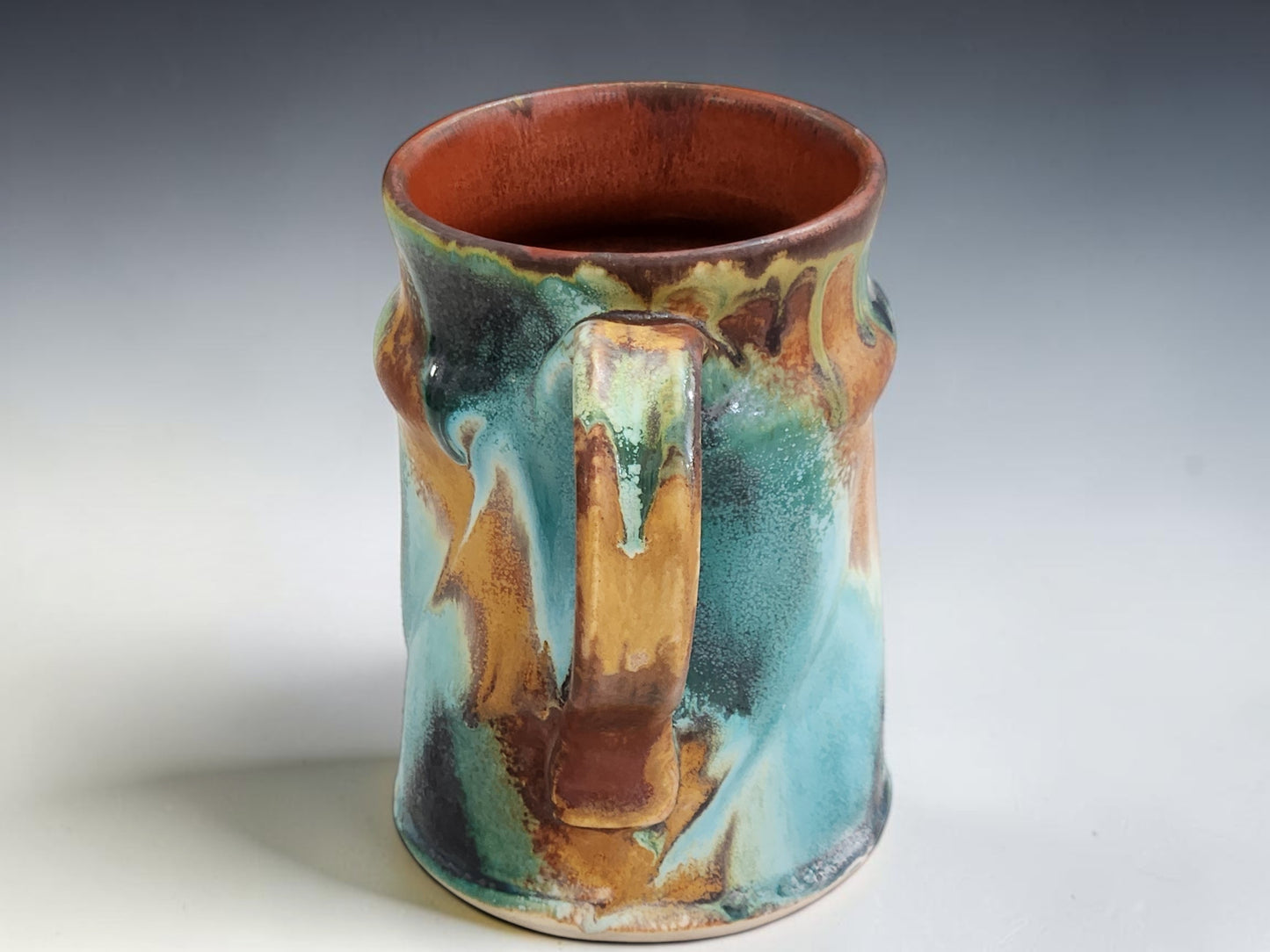 Buxton Pottery handmade 400ml mug from the Bush Creek Collection, one-of-a-kind stoneware coffee cup