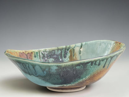 Australian handmade stoneware bowl with Bush Creek glaze and earthy landscape-inspired colours
