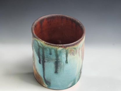 Handmade ceramic tumbler in Bush Creek glaze, crafted by Buxton Pottery in Melbourne Australia
