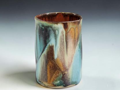 Bush Creek pottery tumbler with earthy Australian landscape inspired glaze colours