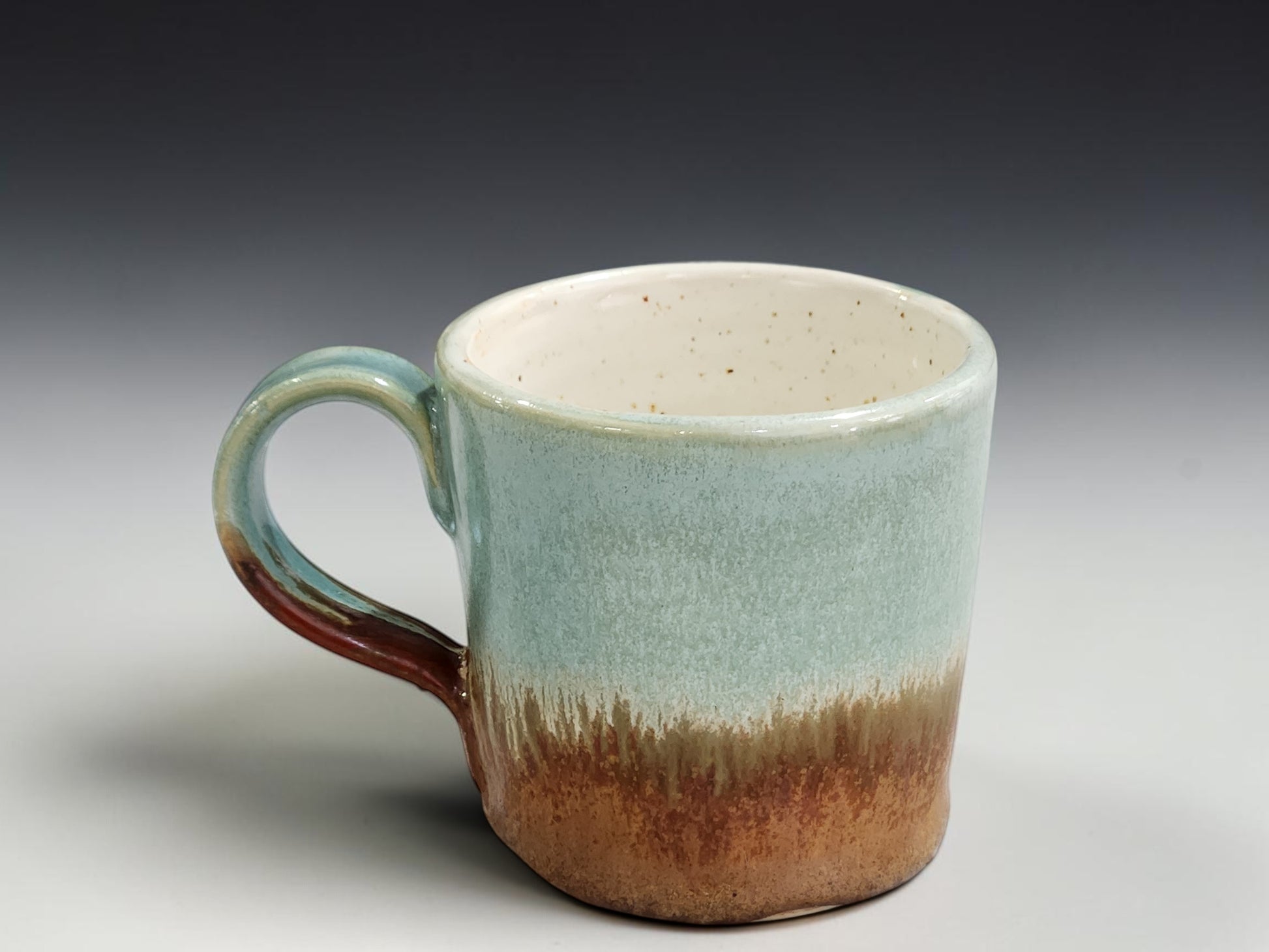 Handmade 100–120ml spearmint pottery espresso cup by Buxton Pottery