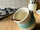 Handmade ceramic salt pig with timber spoon