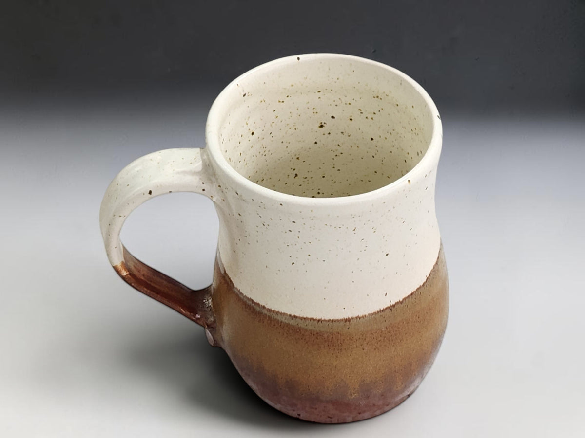 Large Australian stoneware coffee mug with speckled buttermilk glaze