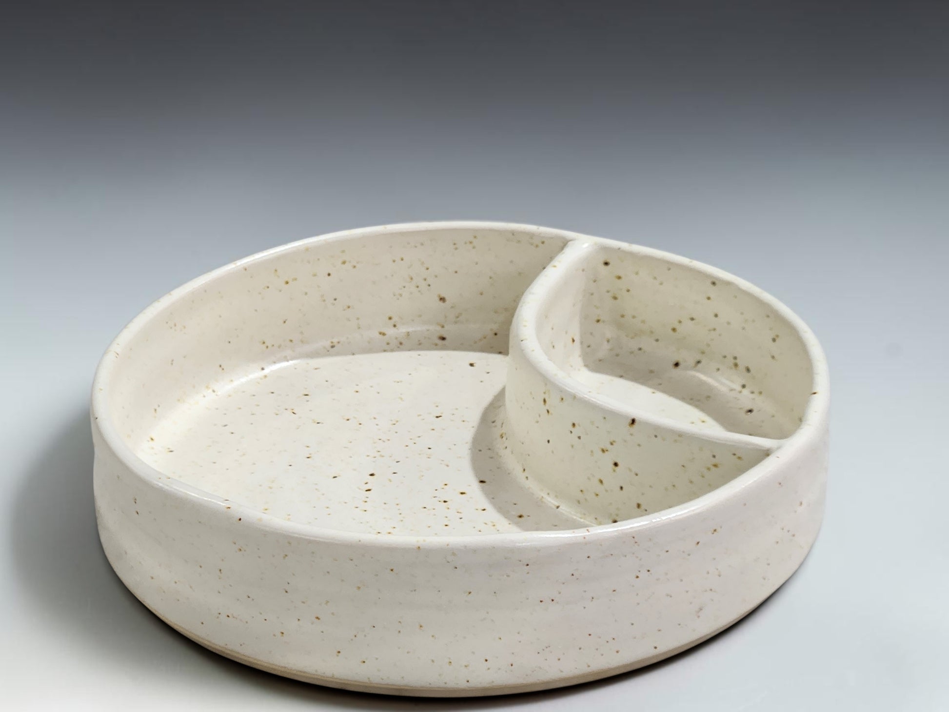 Compact handmade pottery serving bowl for chips, olives, crackers, sauce or grazing snacks