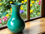 Handmade porcelain pottery vase - Green Crystalline glaze