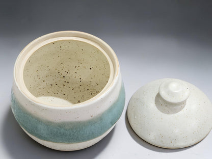 Ceramic sugar pot with lid, handmade in Melbourne pottery studio for everyday kitchen use