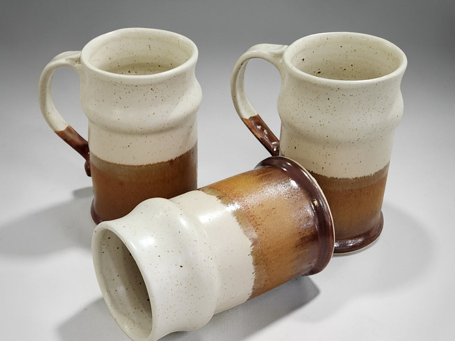 Handmade ceramic beer steins from Melbourne studio in cream and brown glaze