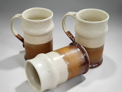 Handmade ceramic beer steins from Melbourne studio in cream and brown glaze