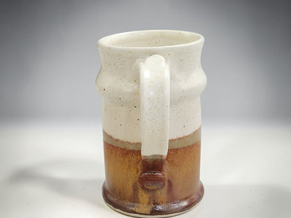 Rustic ceramic beer stein handmade in Melbourne with speckled neutral finish