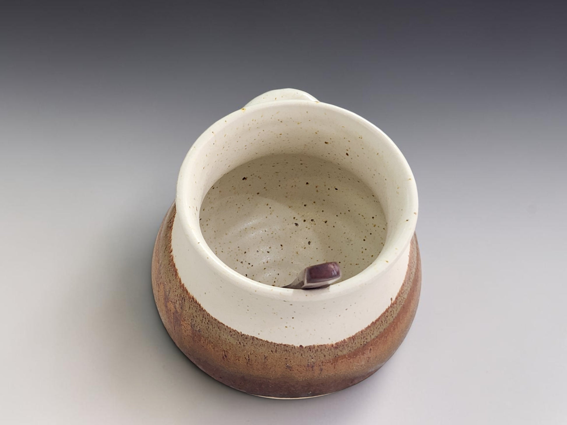 Handmade stoneware salt pig with wooden spoon, crafted by Buxton Pottery in Melbourne Australia