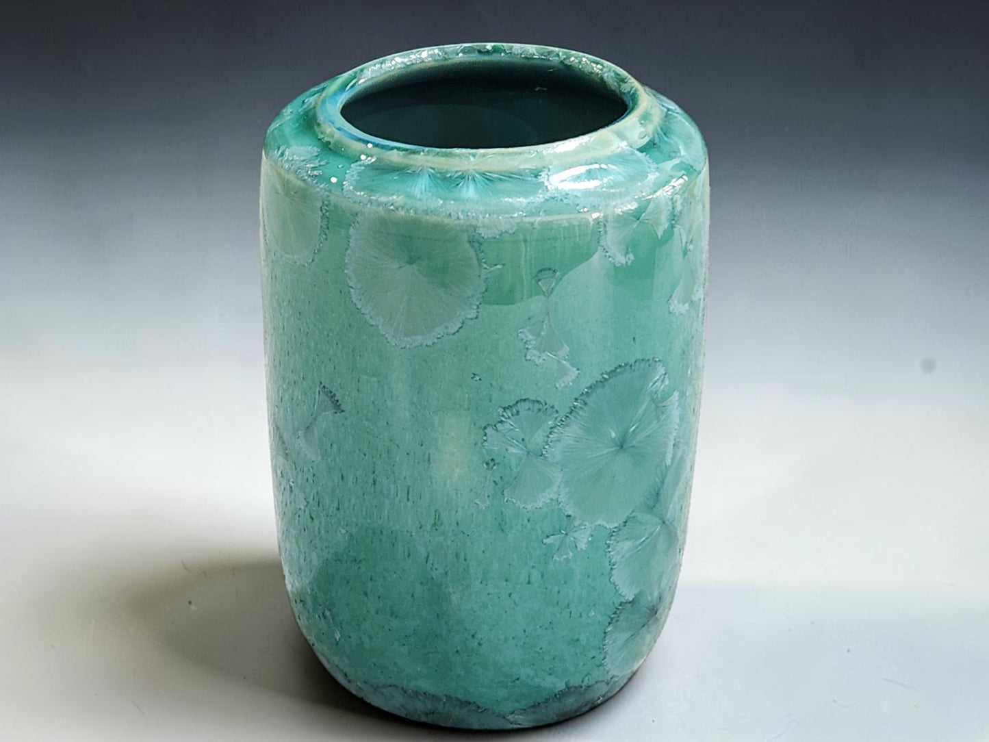 Decorative green crystalline vase by Buxton Pottery Melbourne